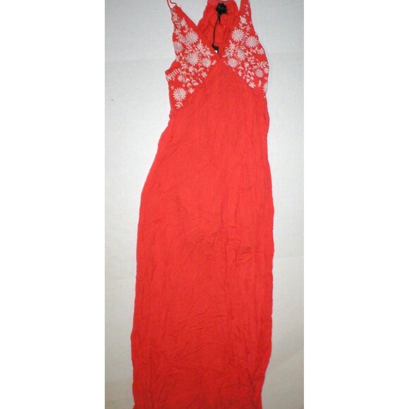 New Womens M NWT Maxi Dress Long Orange White Embroidery Romeo Juliet Couture - Picture 2 of 4